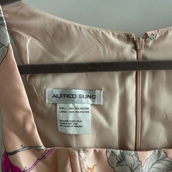 Alfred Sung Floral Corset Satin Gown - Picture 3 of 5